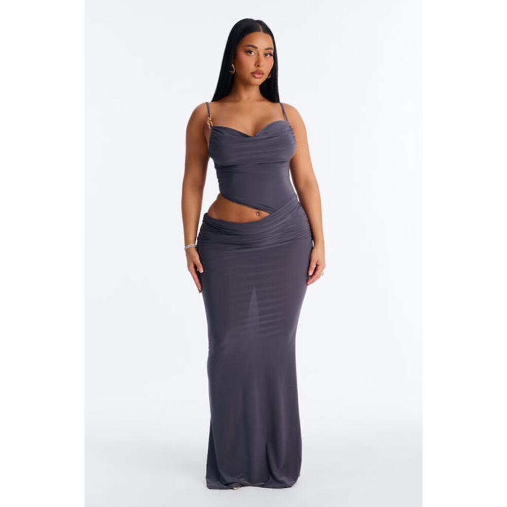 Fashion nova Island Time Cut Out Draped Maxi Dress - Charcoal size XL